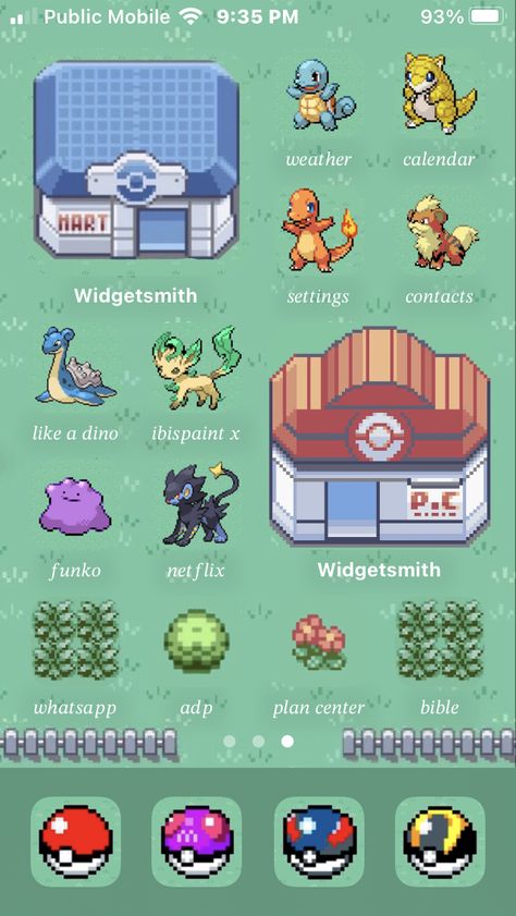 Pokemon Phone Layout, Pokemon Phone Theme, Iphone Wallpaper Pokemon, Homepage Ideas, Wallpaper Layouts, Wallpaper Pokemon, Kindle Aesthetic, Icon Background, Phone Customization