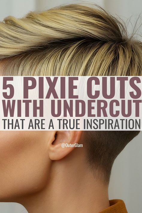 Whether you're considering a bold new look or simply seeking inspiration, these 5 pixie cuts with undercut are a true inspiration. If you're trying to find the perfect hairstyle that exudes confidence and style, this article is for you. Discover versatile pixie cuts that incorporate edgy undercuts, offering a blend of chic and daring flair. Short Womens Haircuts Shaved Sides, Pixie Haircut Faded Sides Women, How To Style Short Hair Pixie Undercut, Women’s Undercut Pixie, Pixie With Fade Undercut, Undercut Long Pixie Haircut, Disconnected Pixie Undercut, Pixie Undercut With Bangs, Short Pixie Undercut Hair