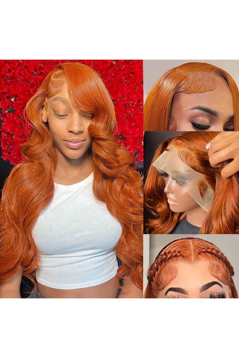 KeaBalo Ginger Orange Lace Front Wigs Human HairPre Plucked with Baby Hair Body Wave 13x4 HD Lace Frontal Wigs Human Hair Colored 150% Density Brazilian 88J Wigs for Women 22 Inch Ginger Hair Dyed, Human Hair Color, Lace Frontal Wigs, Glam Makeup Look, Pretty Braided Hairstyles, Lace Front Wigs Human Hair, Girls Hairstyles Braids, Hair Ponytail Styles, Wigs Human Hair