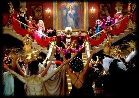 Masquerade Montagues And Capulets, Verona Beach, Romeo Juliet 1996, Juliet 1996, Juliet Movie, Juliet Capulet, Baz Luhrmann, Star Crossed Lovers, Party Scene