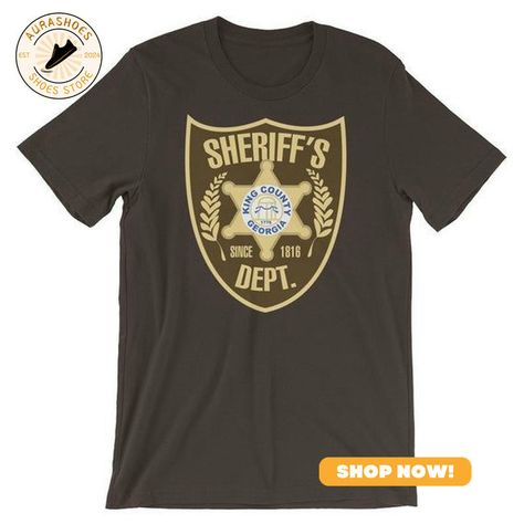 The Walking Dead King County Sheriff S Department Tv Series T Shirt Aurashoes. Stride with confidence in these sleek sneakers, boasting a striking dinosaur print with floral touches for a unique spin on classic footwear.". #walking dead #Shoes #Aurashoes