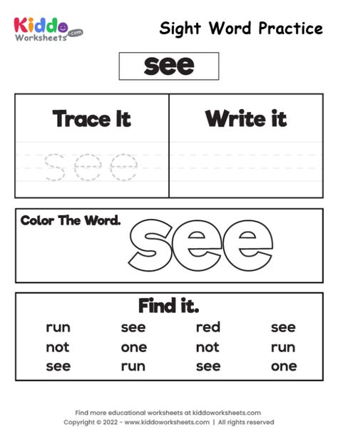 Sight Word See Worksheet Free Printable, Sight Word See Worksheet, Sight Word Worksheets Free Preschool, Sight Words Preschool Printables Free, Free Sight Word Printables, See Worksheet, Can Worksheet, Printable Sight Words, Sight Word Worksheets Free