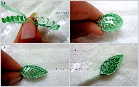 Quilling Technique Tutorial :How to make Quilling Leaves without tools #11 Quilling Leaves, Quilling Instructions, Quilling Comb, Neli Quilling, Quilling Pattern, Paper Quilling Tutorial, Paper Quilling For Beginners, Paper Quilling Flowers, Origami And Quilling