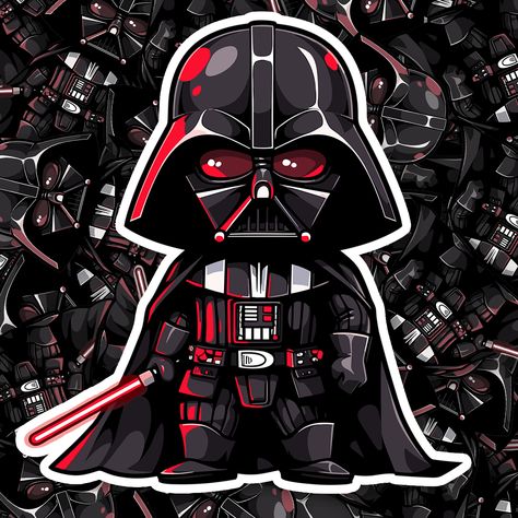 Embrace the Force with our Star Wars sticker collection! These stickers bring the epic saga of a galaxy far, far away to life. Free Shipping Available! Made in the USA. Chibi Darth Vader, Cute Darth Vader, Darth Vader Cartoon, Darth Vader Art, Star Wars Cartoon, Star Wars Stickers, Star Wars Background, Pokemon Stickers, Dark Vador