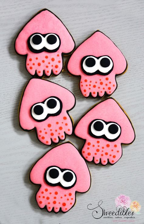 Splatoon Cookies Splatoon Cookies, Splatoon Food, Goth Food, Themed Cookies, Food Themes, Sweets Treats, Splatoon, Sugar Cookies, Sugar Cookie