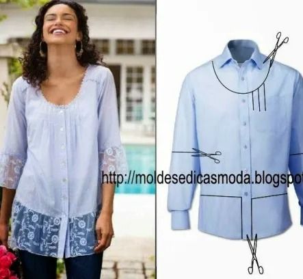 Refashion Clothes: Inspiration & Ideas - MHS Blog Refashion Clothes Upcycling, Mens Shirt Refashion, Clothing Upcycle, Upcycle Sewing, Old Fashion Dresses, Repurposed Clothing, Kleidung Diy, Shirt Refashion, Altering Clothes