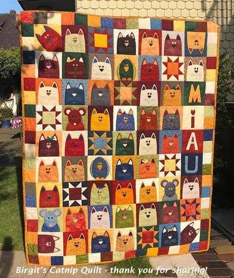 Catnip - Quilt Pattern at Makerist - Image 3 Sewing Patterns Free Makerist Global, Cat Quilts Easy, Quilt Patterns Cats, English Quilt Patterns, Cat Quilts Free Pattern, Cat Quilts Ideas, Cat Quilt Block Pattern Free, Basic Quilt Patterns, Patch Work Quilt