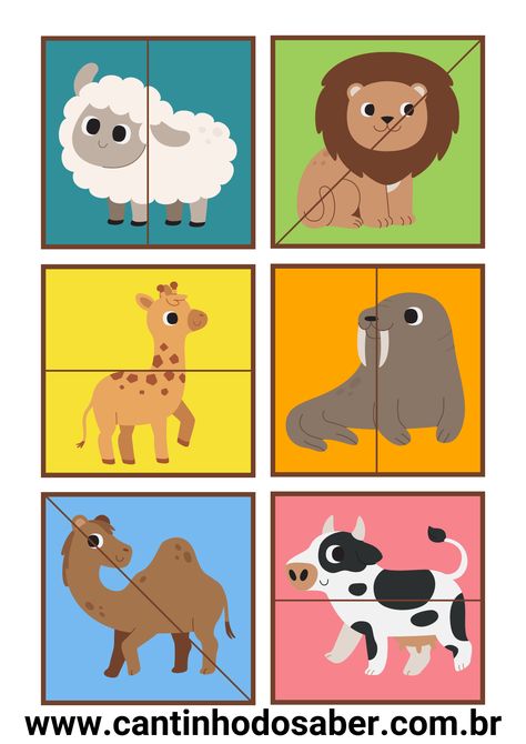 Animal Puzzle Printable, Toddler Alphabet, Kids Zoo, Kids Worksheets Preschool, Montessori Toddler Activities, Preschool Activities Toddler, Puzzle Games For Kids, Baby Learning Activities, Animal Puzzle