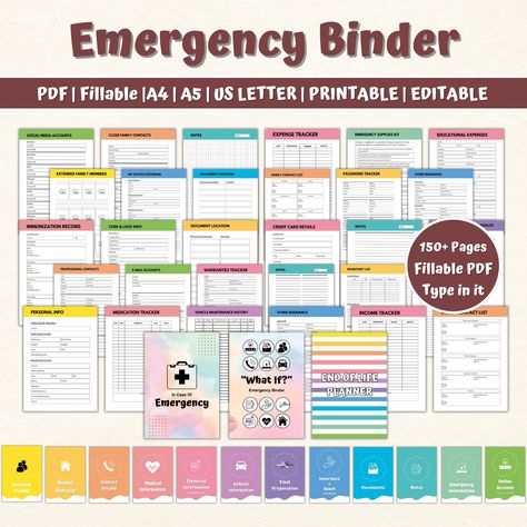 Just in Case Binder Printable Emergency Binder Fillable PDF What If Binder in Case of Emergency Binder Home Binder Organization Binder - Etsy Home Binder Organization, Binder Organization Ideas, In Case Of Emergency Binder, Health Binder, Life Organization Binder, Organization Binder, Home Organization Binders, Binder Ideas, Medical Binder