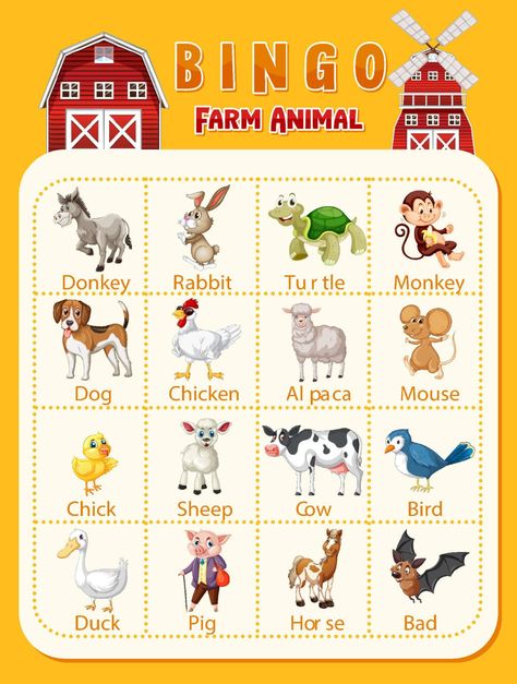 Bingo Farm animal worksheet Farm Animal Bingo Free Printable, Farm Bingo Free Printable, Animal Bingo Printable Free, Farm Animal Worksheet, Worksheet Grade 1, Bingo Printable Free, Farm Activities Preschool, Farm Week, Maze Games For Kids