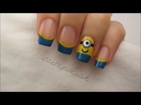 Despicable Me 2: Minion Nails Minion Nail Art, Minion Nails, Kutek Disney, A Minion, Disney Nails, Funky Nails, Despicable Me, Nail Art Tutorial, Manicure E Pedicure