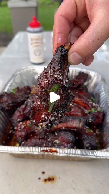 Nick Nesgoda on Instagram: "Smoked Sweet Honey Party Ribs

These need to be on your menu for game day!

Recipe
• Cut the pork ribs in between each bone, into individual pieces.
• Coat the ribs in Bachan’s to serve as a binder, then season the outside of each rib with salt, pepper, garlic and a light coat of BBQ rub. 
• Smoke the ribs at 275°F using cherry wood for 2 hours.
• Once the ribs have good bark and they reach an internal temperature of 165°F, remove them from the smoker. 
• Place them in a foil pan with 4 tbsp of butter, ¼ cup brown sugar and a drizzle of Bachan’s Sweet Honey.
• Place foil over the top then place them back on the smoker for an additional 45 minutes. 
• Unwrap the ribs the last 15 minutes to help the sauce tack up. 
• Remove the ribs once they reach an internal tem Japanese Ribs, Grill Smoker Recipes, Party Ribs, Honey Party, Ms Recipes, Fire Recipes, Ribs Recipes, On The Smoker, Smoked Recipes