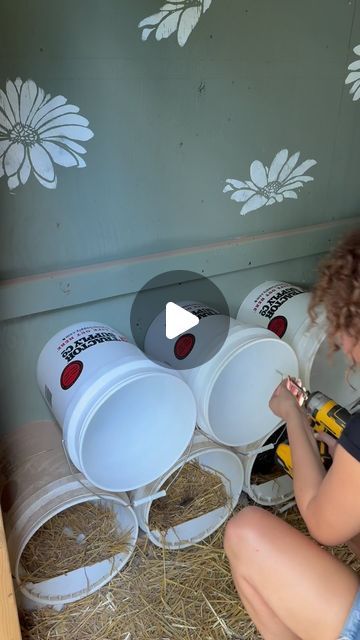 Bucket Chicken Nesting Boxes, Chicken Boxes Nesting Diy Projects, Homemade Chicken Nesting Boxes, Hen Boxes Ideas, Nest Boxes For Chickens Diy, Chicken Coop Laying Box Ideas, Chicken Nest Box Ideas, Homemade Nesting Boxes For Chickens, Diy Laying Boxes For Chickens