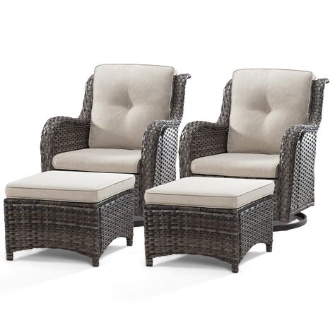 PRICES MAY VARY. PREMIUM PE WICKER: MEETLEISURE patio furniture set are made of all-weather-resistant hand-woven PE wicker which are more durable and resistant to deformation and fading. Upgraded with a sturdy powder-coated rustproof steel frame that can provides robust support, the rocker chair can hold up to 300 lbs weight limit. SWIVEL & ROCKING MECHANISM: The base of the swivel rocker chair is a dual-function base that can swivel 360 degree and also glide back and forth smoothly. The rocking Wicker Patio Chairs, Outdoor Sectional Furniture, Outdoor Wicker Chairs, Swivel Rocking Chair, Swivel Glider Chair, Rocking Chair Set, Outdoor Gathering, Outdoor Wicker Furniture, Patio Balcony