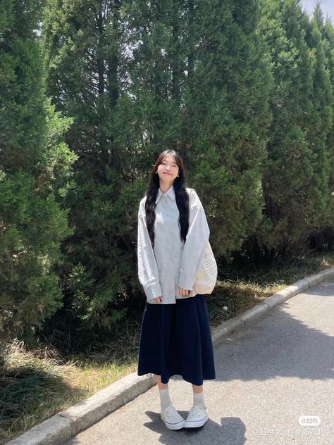 Korean Church Outfit, Tomboy Dress, Korean Uniform, Tomboy Dresses, Curvy Casual Outfits, Rok Outfit, Simple Casual Outfits, Church Fits, Slay Outfits