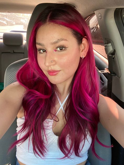 Fuschia Hair, Underdye Hair, Magenta Hair Colors, Pink Hair Streaks, Dark Pink Hair, Bright Pink Hair, Pink Ombre Hair, Magenta Hair, Pink Hair Dye