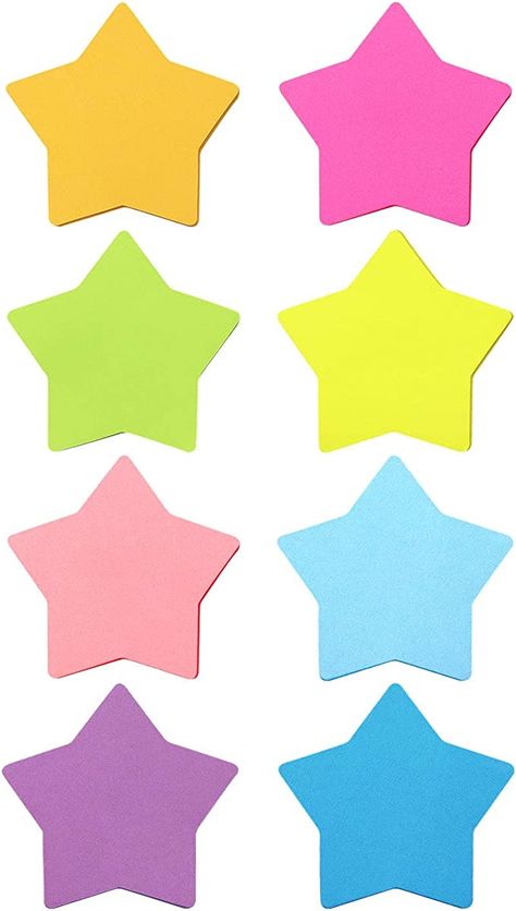 AmazonSmile : Star Shape Sticky Notes 8 Color Bright Colorful Sticky Pad 75 Sheets/Pad Self-Sticky Note Pads (8 Pads) : Office Products Classroom Wishlist, Emoji Design, Roommate Gifts, Stick Notes, Fish Extender, Note Pads, Sticky Pads, Heart With Arrow, Memo Pad