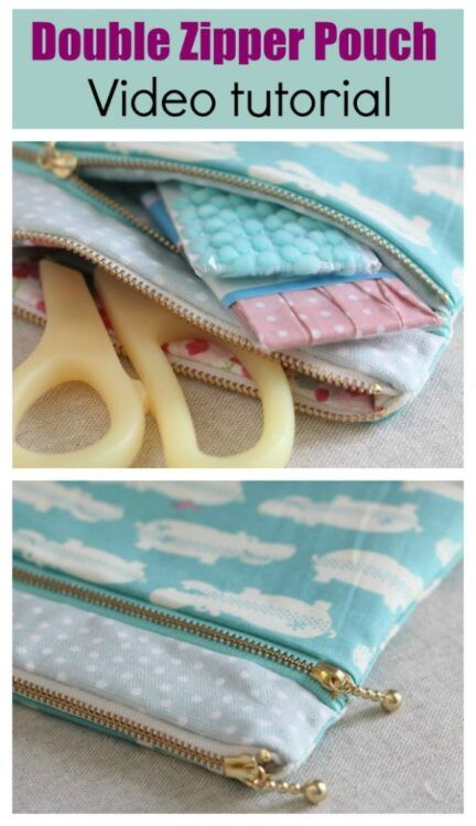 Double Zipper Pouch Tutorial, Zip Pouch Tutorial, Double Zipper Pouch, Purse Sewing Patterns, Pouch Sewing, Purse Tutorial, Zipper Pouch Tutorial, Pouch Tutorial, Modern Bag