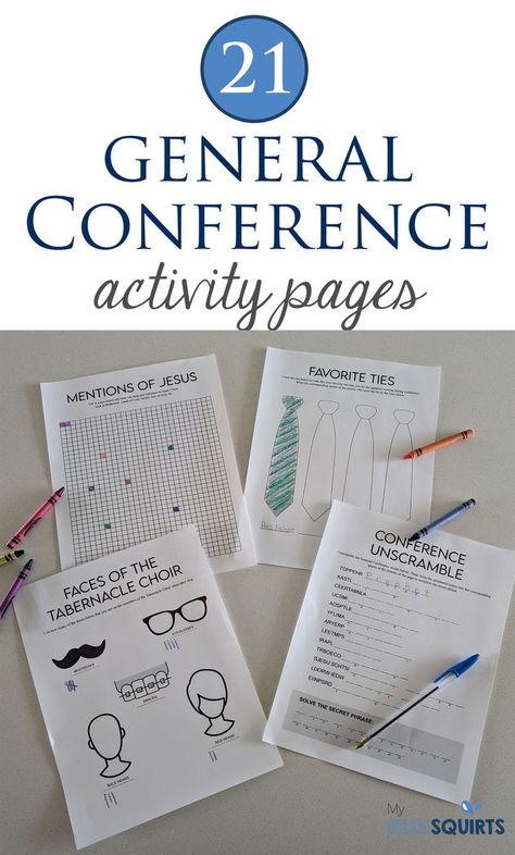 It's General Conference time. That means you definitely need to check out this 21-page general conference activity packet. It is full of awesome activities including conference bingo, crossword puzzles, favorite ties, mazes, conference cash and much more. Check it out! Free Printable Conference Packets, Kids General Conference Activities, General Conference Crafts, Lds Primary Conference Activities, Primary General Conference Packet, Conference Packets For Kids, General Conference Activities For Adults, Lds Conference Packets Free Printable, October 2024 General Conference