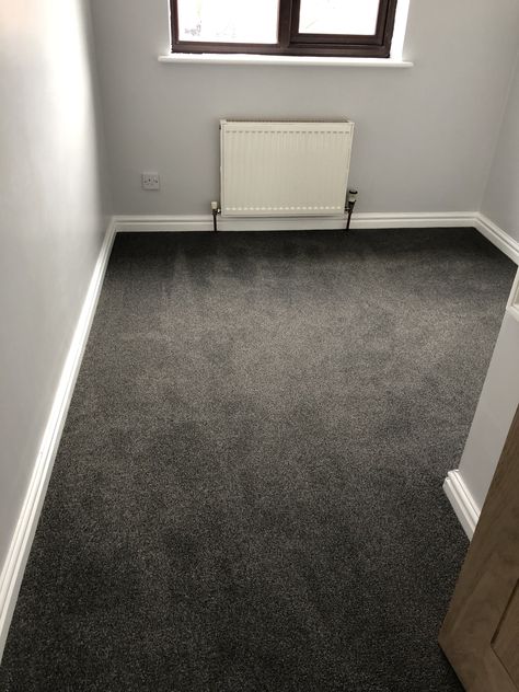 Tapi carpets, dark grey carpet. Carpet over wooden floor really softens a room and makes it instantly feel warmer Dark Grey Carpet Bedroom, Black Carpet Bedroom, Grey Walls And Carpet, Grey Carpet Living Room, Grey Carpet Bedroom, Dark Grey Carpet, Dark Carpet, Brown Carpet, Cosy Living Room