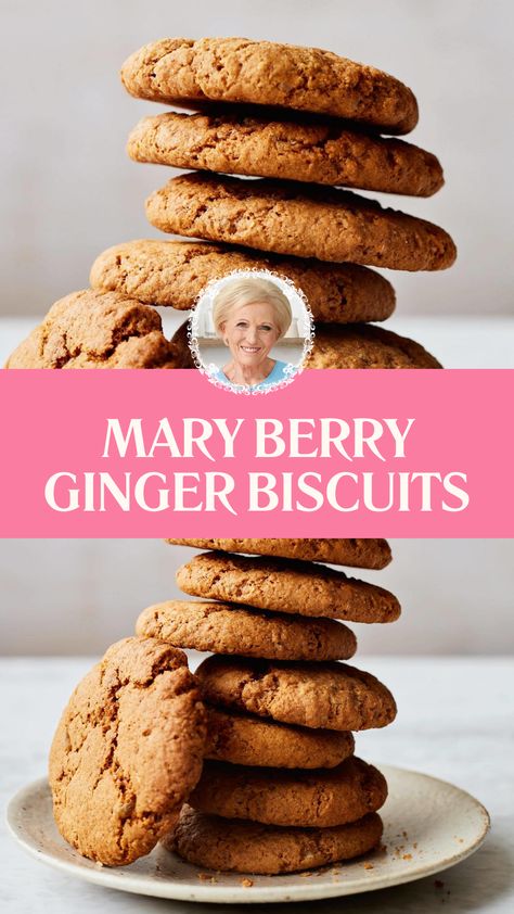 Mary Berry Ginger Biscuits Mary Berry Ginger Biscuits, British Ginger Biscuits, Spiced Biscuits Recipe, Biscuits British, Ginger Biscuits Recipe, Ginger Cookies Recipe, Best Gingerbread Cookies, Berry Cookies, Demerara Sugar