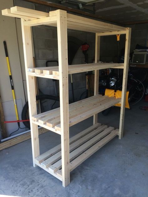 Cheap Garage Shelves Easy Diy, Diy Shelves Design, Storage On Wheels, Diy Shelves Ideas, Wooden Storage Shelves, Wood Storage Shelves, Diy Storage Shelves, Garage Shelves, Garage Storage Shelves