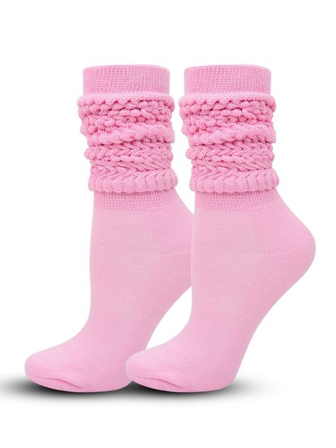 Pink Ankle Socks, Pink Slouch Socks, Pink Tub, Basic Accessories, Slouch Socks, Over The Calf Socks, Fluffy Socks, Women Crew Socks, Rose Bonbon