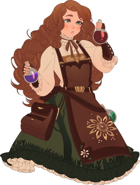 Witch Characters, Pathfinder Character, Clothing Design Sketches, An Apron, Long Red Hair, Dungeons And Dragons Characters, Dnd Art, Pinturas Disney, Poses References