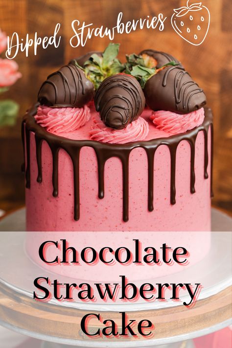 This moist chocolate cake is filled with fresh strawberries and the best strawberry frosting. The best of all: It is topped with the delicious chocolate covered strawberries. Read my tips for the best chocolate covered strawberries on how to store them! Chocolate Covered Strawberry Cake, Chocolate Covered Strawberry Recipe, Romantic Desserts, Chocolate Strawberry Cake, Covered Strawberry, Cake Strawberry, Chocolate Covered Strawberry, Strawberry Buttercream, Strawberry Chocolate