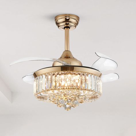 Gold Fandelier, Gold Ceiling Fan, Living Room Ceiling Fan, Crystal Ceiling Fan, Traditional Ceiling Fans, Indoor Chandelier, Chandelier Fan, Living Room Ceiling, Dimmable Led Lights