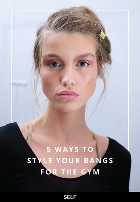 5 Creative Ways To Keep Your Bangs Out Of Your Face At The Gym Bangs Out Of Face Hairstyles, Gym Braids, Easy Workout Hairstyles, Hairstyles Bangs, Bangs Back, How To Draw Braids, Bangs Ponytail, Weave Ponytail Hairstyles, Hacks Beauty