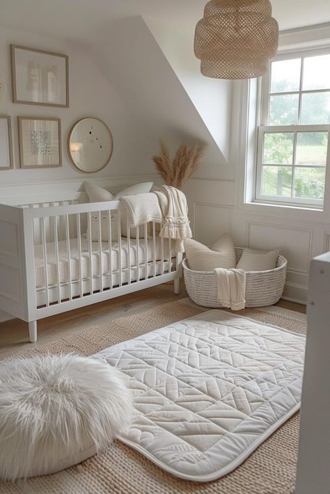 Aesthetic Nursery Ideas, Mediterranean Nursery, Beige Baby Room, Cute Baby Nursery Ideas, Aesthetic Baby Room, Nursery Aesthetic, Organization Nursery, Neutral Baby Room, Gender Neutral Baby Room