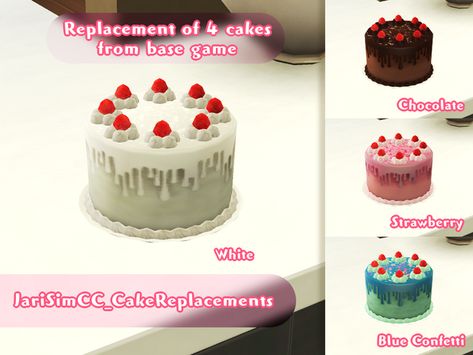 JariSimCC Cake Replacements | JariSimCC on Patreon Chocolate Cake Strawberry, Sims Cheats, Maxis Match Cc, The Sims 4 Pc, Cake Strawberry, Sims 4 Expansions, Free Sims, Tumblr Sims 4, Sims 4 Gameplay