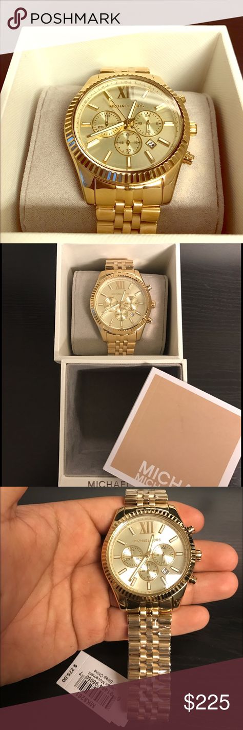 Men's Michael Kors Gold Watch Michael Kors Lexington Gold Stainless 45mm Chronograph Mens Timepiece w/tags (New in Box) Michael Kors Accessories Watches Watches For Men Gold, Michael Kors Mens Watch, Michael Kors Lexington, Watch Michael Kors, Michael Kors Mens, Gold Michael Kors Watch, Denim Shirts, Gold Watch Men, Michael Kors Outlet