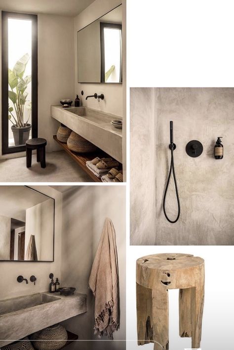 Earthy Bathroom Ideas Natural, Wabi Sabi Interior, Concrete Bathroom, Casa Country, Bathroom Inspiration Decor, Bad Design, Bathroom Renos, Dream House Decor, Dream Home Design