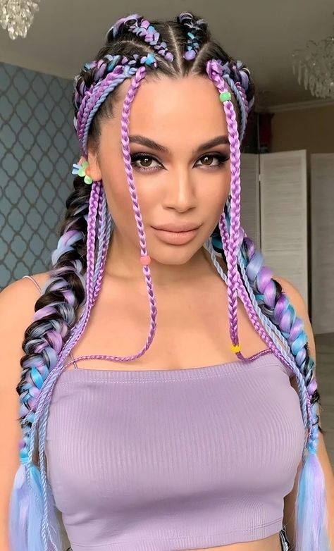 25 Trendy And Colorful Festival Braids To Rock This Summer Festival French Braids, Festival Dutch Braids, Pastel Braids, Rave Braids Festival Hair, Dutch Braids Short Hair, Warrior Hair, Burning Man Hair, Edc Hair, Bass Canyon