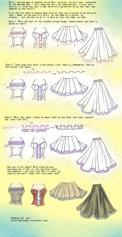 Quick Lace/ruffles tutorial by ~TheULTImateAngel on deviantART Lace Drawing, Figurative Kunst, Have Inspiration, Dress Drawing, Drawing Clothes, Drawing Tips, Drawing Techniques, Manga Drawing, Design Sketch