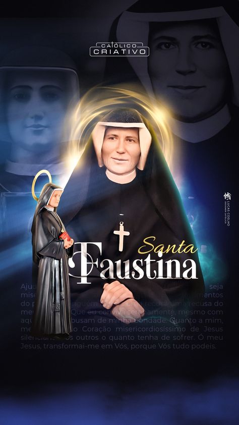 Santa Faustina Design Católico Saint Joseph Art, Saint Faustina, St. Rita, Faustina Kowalska, Holly Pictures, Catholic Wallpaper, St Faustina, Catholic Images, Birthday Flyer