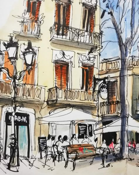 Urban Sketching Reference Photos, Urban Drawing, Tuscan Art, Ink And Wash, Architecture Drawing Sketchbooks, City Sketch, Watercolor City, Travel Sketchbook, Pen And Wash