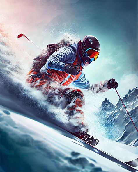 Mountain Skier Mountains Skiing, Ski Art, Snowy Mountain, Snowy Mountains, Dope Art, Psd Files, Snowboarding, Graphic Resources, Stock Illustration