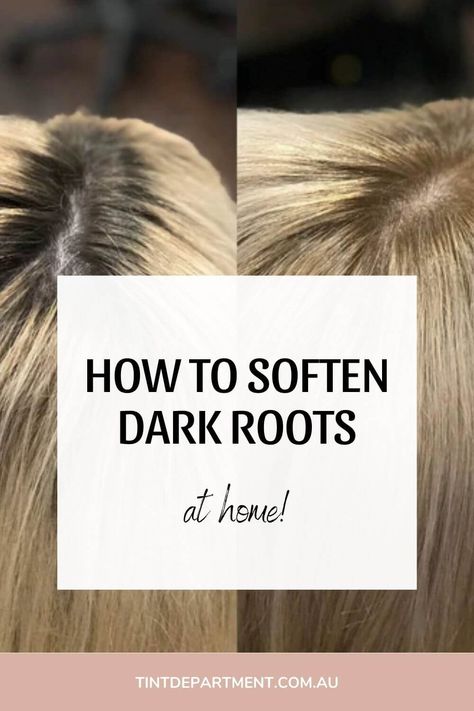 How To Soften The Look Of Harsh Regrowth - Tint Department Highlight Touch Up Hair Roots, Diy Dark Roots Blonde Hair At Home, How To Lighten Roots At Home, Highlighting Your Own Hair At Home, Dark Root With Blonde Balayage, Root Color For Blondes, Growing Blonde Out, Bleach Blonde To Dark Blonde, Dark Blonde With Dark Roots