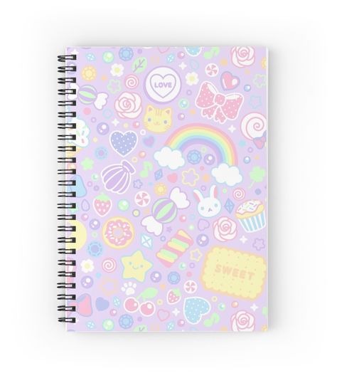 Cute School Notebooks, Cute Note Books, Cute Notebooks Aesthetic, Cute Notebook Covers, Cute Notebooks For School, Cute Books, Cute Sweets, Pastel Notebook, Cute Spiral Notebooks