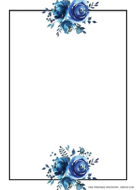 (FREE PRINTABLE) – Blue Floral Wedding Invitation Template – FREE PRINTABLE Birthday Invitation Templates Blue Floral Border Frame, Blue Flower Frame, Blue Floral Frame, Blue Wedding Invitation Template, Blue Floral Border, Blank Wedding Invitation Templates, Royal Blue Wedding Invitations, Wedding Invitations Template, Free Printable Wedding Invitations