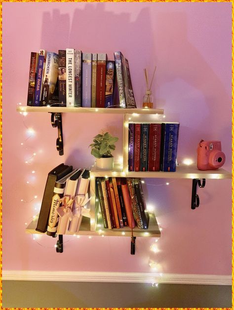 [Sponsored] 97 Most Popular Floating Bookshelves Bedroom Small Spaces Advice You Will Love #floatingbookshelvesbedroomsmallspaces Decorated Walls In Bedroom, Led Lights Bedroom Shelves, On Wall Book Shelves, Bookshelf Wall Aesthetic, Led Lights On Floating Shelves, Cute Book Display Bedroom, Floating Book Shelves Aesthetic, Aesthetic Floating Bookshelves, Hanging Wall Bookshelves