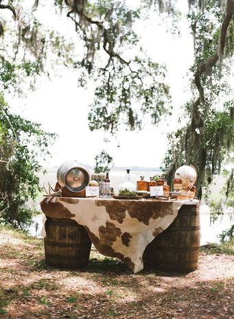 Cocktail Hour Bar, Cowhide Table Runner, Wedding Rustic Chic, Vine Garden, Rustic Groom, Grooms Table, Wedding Cocktail Hour, Wedding Guest Book Table, Cocktail Hour Wedding