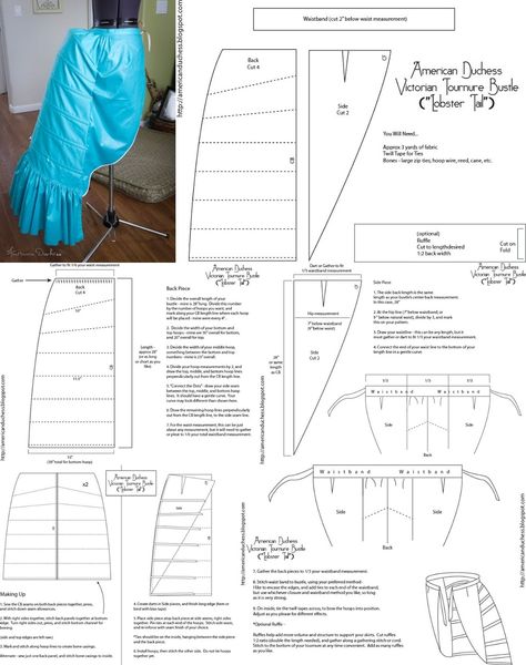 Victorian Gown Pattern, Lobster Tail Bustle Pattern, Free Victorian Patterns, 1880s Dress Pattern, Bustle Skirt Pattern, Victorian Skirt Pattern, Bustle Dress Pattern, Historical Dress Patterns, Victorian Dress Gown