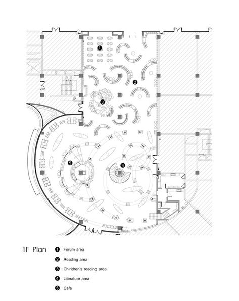 Gallery of Dujiangyan Zhongshuge Bookstore / X+Living - 23 Library Design Architecture Plan Layout, Panda Climbing, Mirror Ceiling, Black Floor Tiles, Glass Curtain, Living Photo, Reading Area, Plate Tectonics, Wall Bookshelves