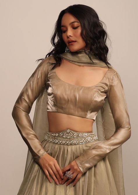 Brown Custom Organza Silk Designer Blouse, Square Neckline And Full Sleeves Ready to wear Blouse Golden Blouse Design, Organza Blouse Designs, Golden Blouse Designs, Full Sleeves Blouse Designs, Latest Saree Blouse, Golden Blouse, Full Sleeves Design, Blouse Necklines, Full Sleeve Blouse