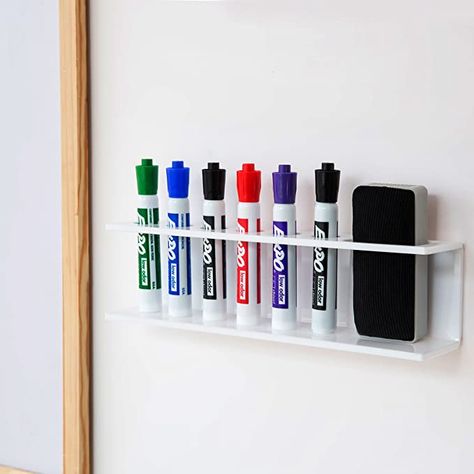 Dry Erase Marker Holder, White Wood Desk, Produce Baskets, Marker Holder, Whiteboard Wall, Rustic Desk, Whiteboard Marker, Pen Organization, Sewing Organization