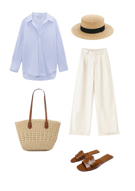 One of the best pieces to wear while traveling that is also easy to pack & perfect for spring & summer travel outfits. Hampton Style Clothes Women, Boating Outfit Women Summer Casual, Hamptons Style Clothes, Boating Outfit Women, Trip Outfits Summer, Day Trip Outfit, Summer Travel Outfits, Trip Outfit Summer, Outfit Flatlay